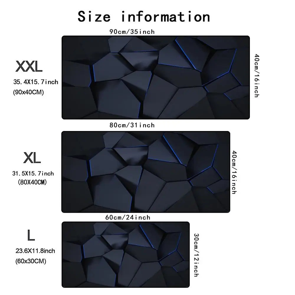 Geometric 3D Mouse Pad – XXL Non-Slip Gaming & Office Desk Mat