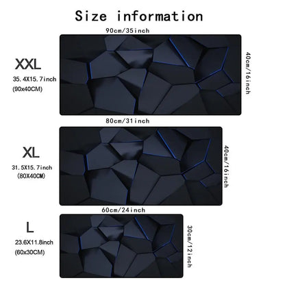 Geometric 3D Mouse Pad – XXL Non-Slip Gaming & Office Desk Mat