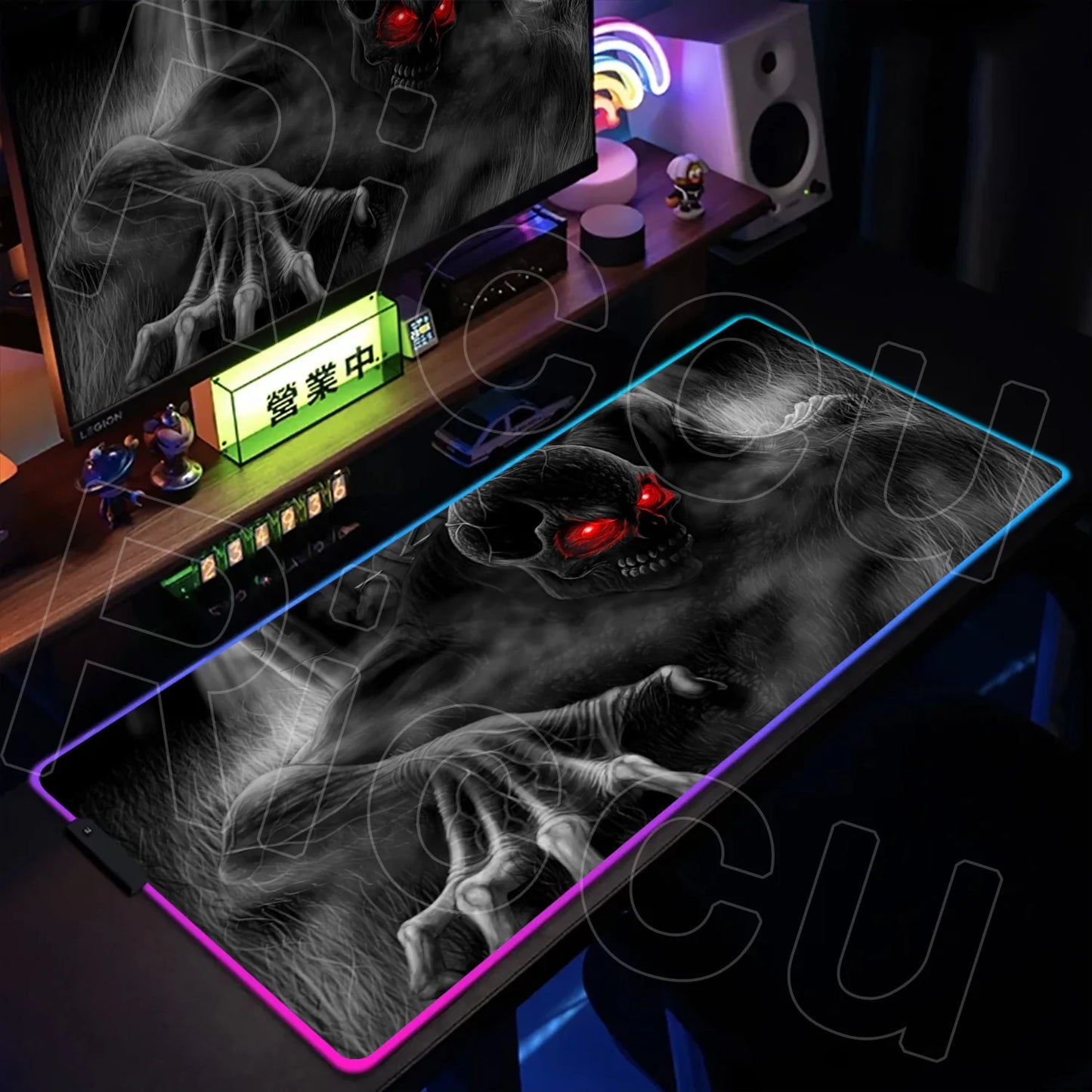 Horror Edition: XXL RGB Extended Gaming Desk Mat with Custom LED Lighting