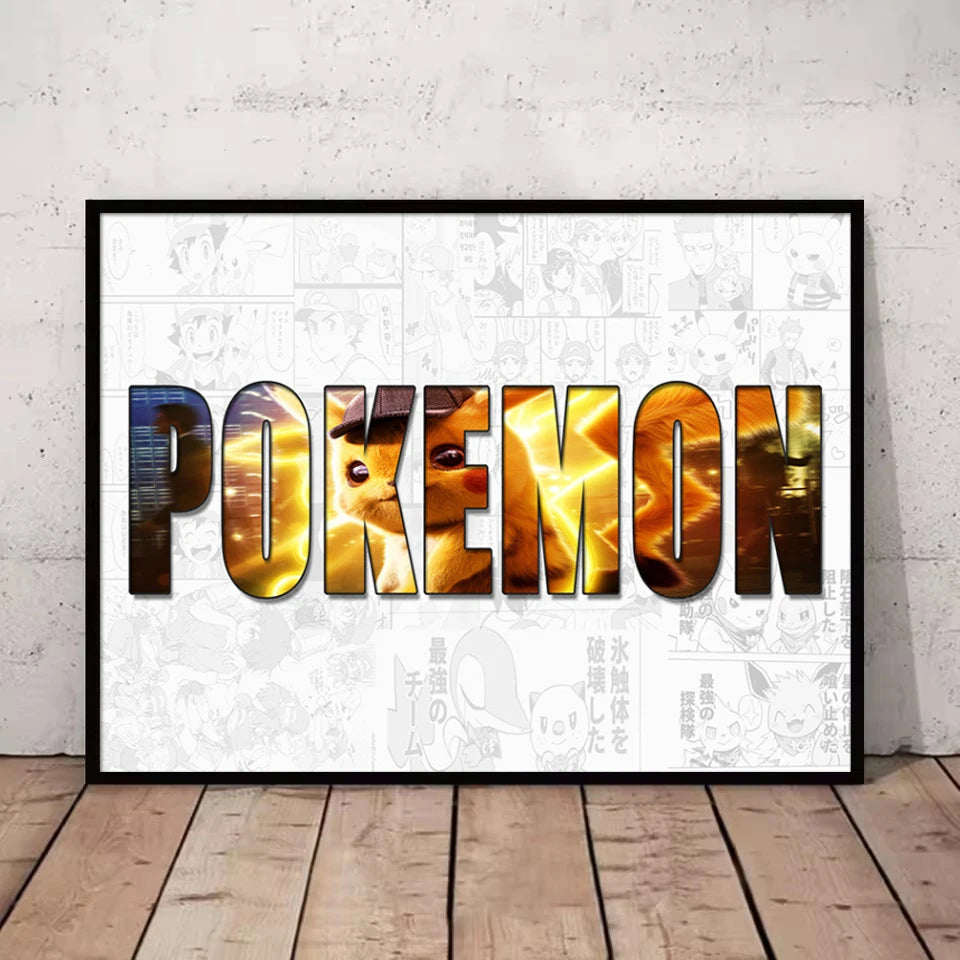 Pokémon Pikachu Custom Name Poster – Anime Canvas Wall Art