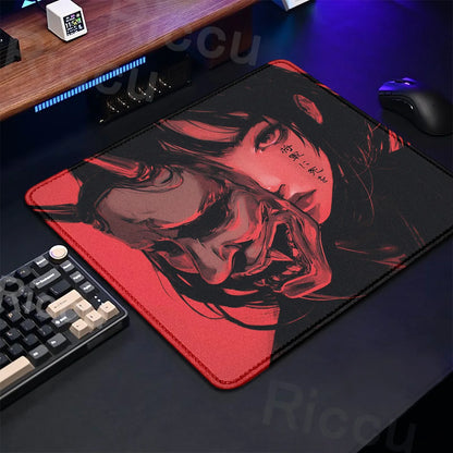 The E-Sports Collection: Premium Oni Mask Girl Anime Mouse Pad