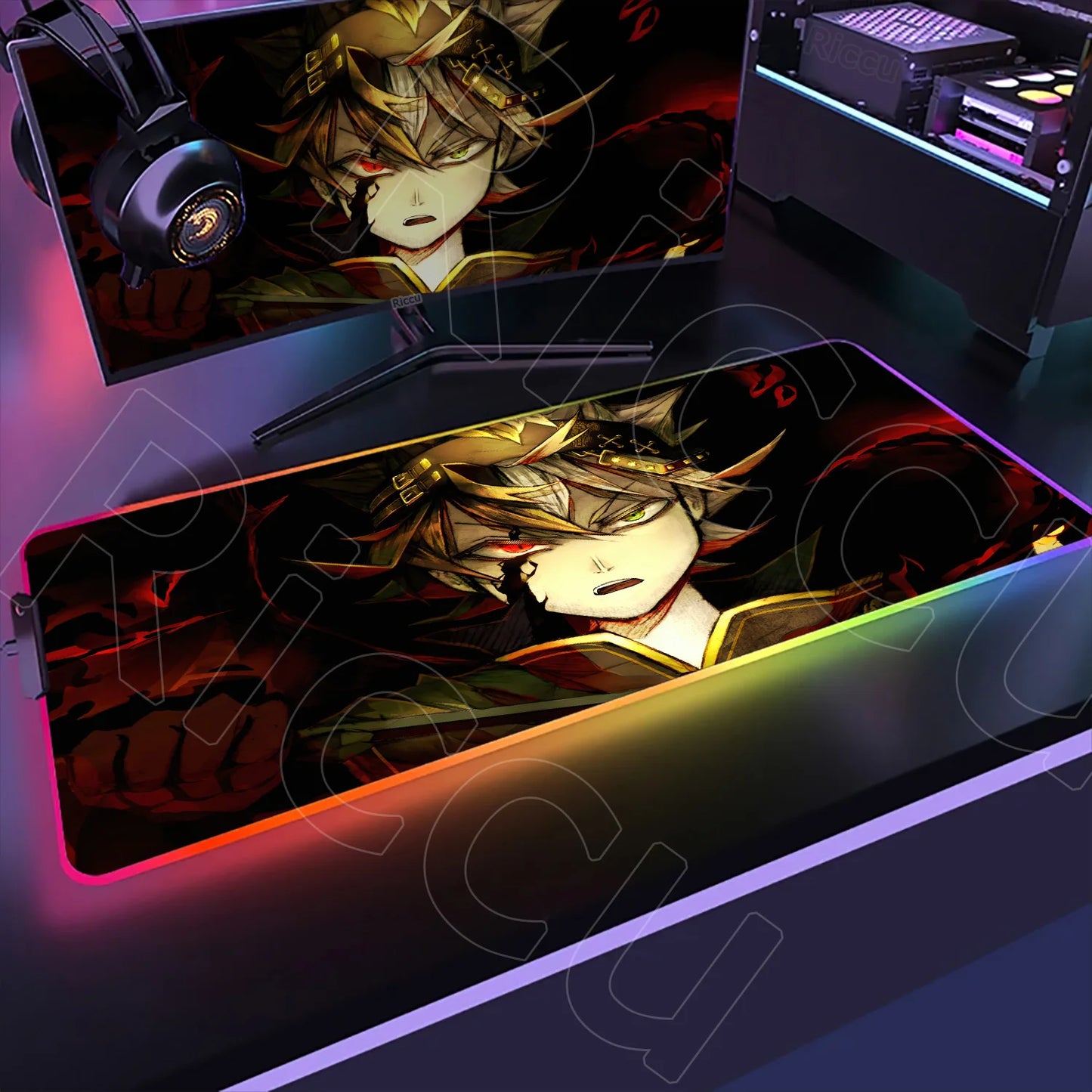XXL RGB Gaming Mouse Pad – Black Clover Asta Deskmat