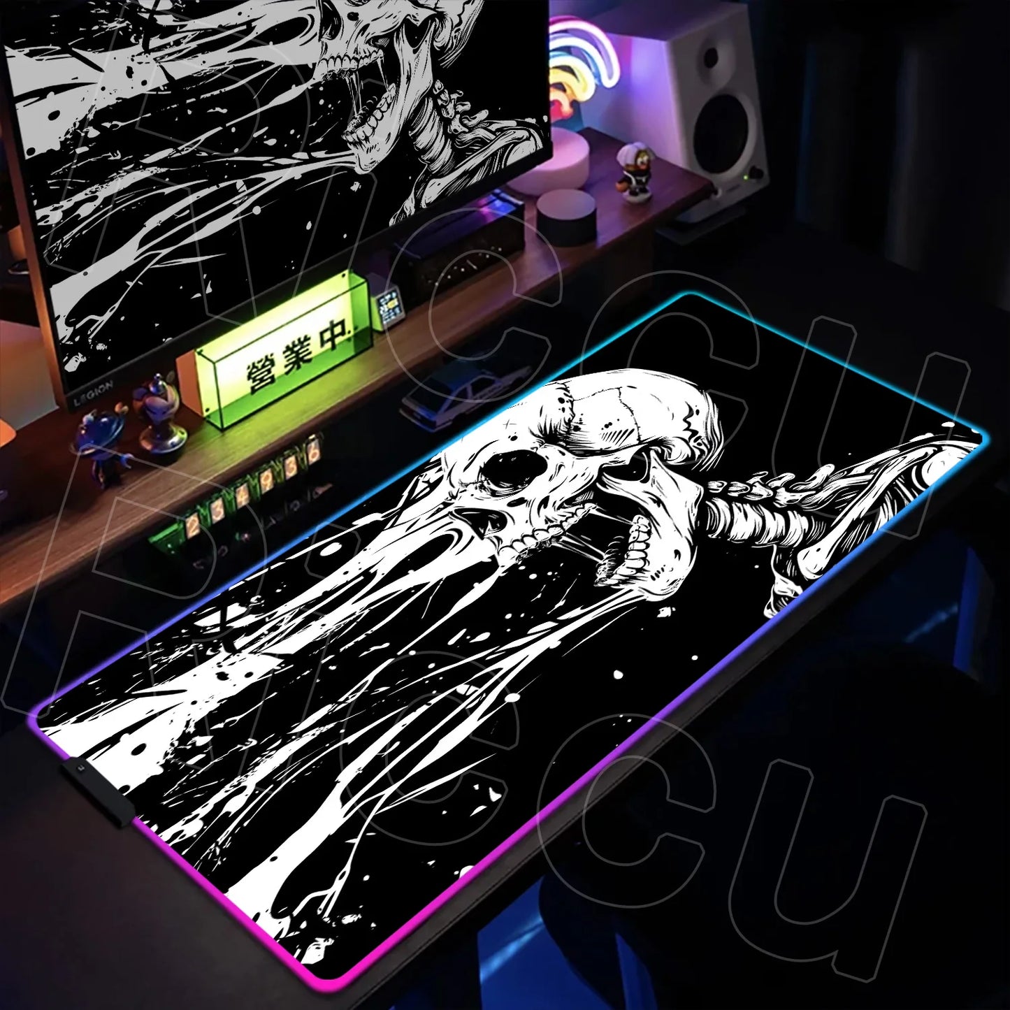 Horror Edition: XXL RGB Extended Gaming Desk Mat with Custom LED Lighting