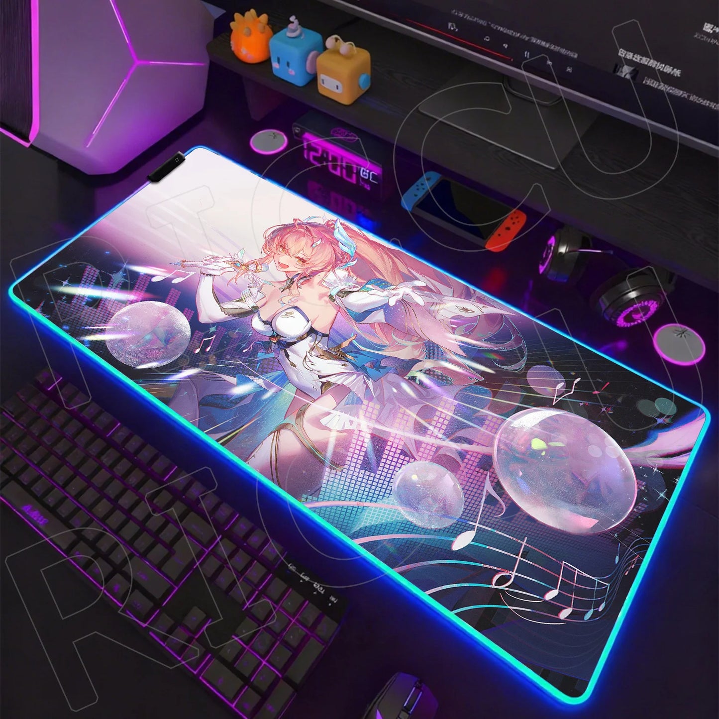 Waves Edition: XXL RGB Extended Gaming Desk Mat with Custom LED Lighting