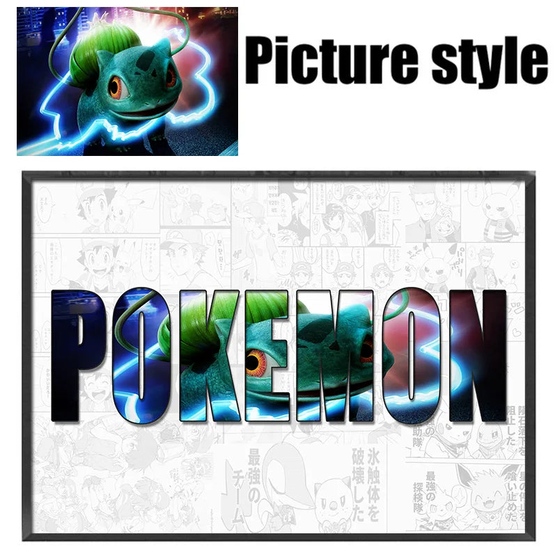 Pokémon Pikachu Custom Name Poster – Anime Canvas Wall Art