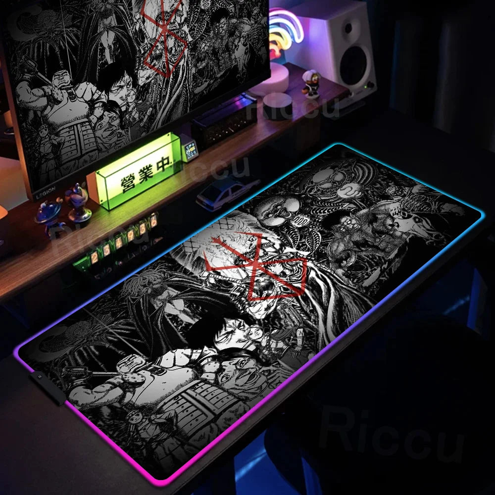 Berserk Edition: XXL RGB Extended Gaming Desk Mat with Custom LED Lighting
