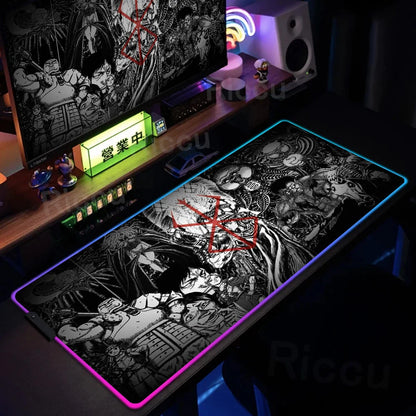 Berserk Edition: XXL RGB Extended Gaming Desk Mat with Custom LED Lighting