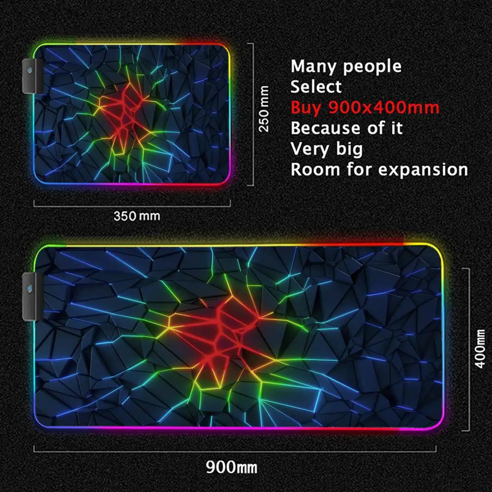 RGB Gaming Mouse Pad – Geometric Art LED Backlit