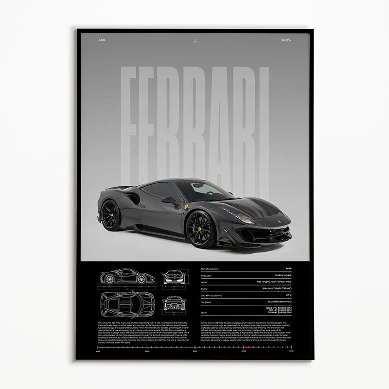 The Heritage Garage Series: Classic Black & White Car Canvas Art