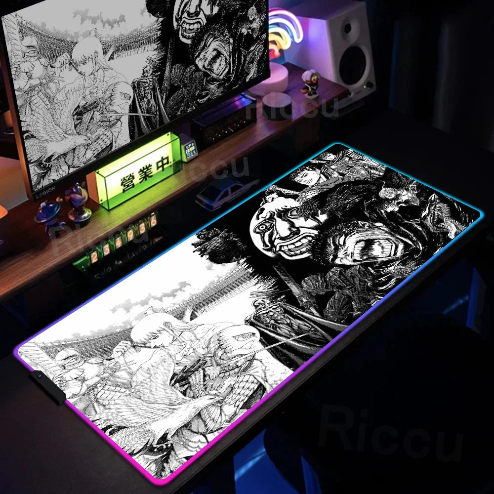 Berserk Edition: XXL RGB Extended Gaming Desk Mat with Custom LED Lighting