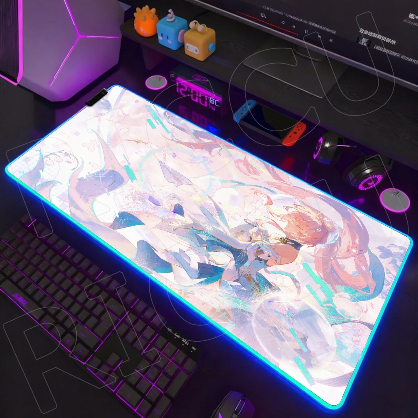 Waves Edition: XXL RGB Extended Gaming Desk Mat with Custom LED Lighting