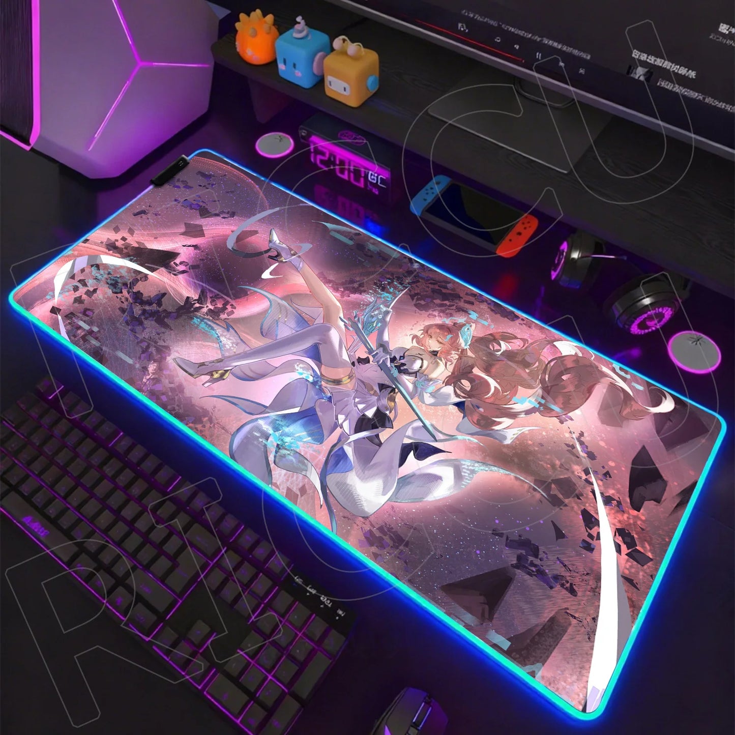 Waves Edition: XXL RGB Extended Gaming Desk Mat with Custom LED Lighting