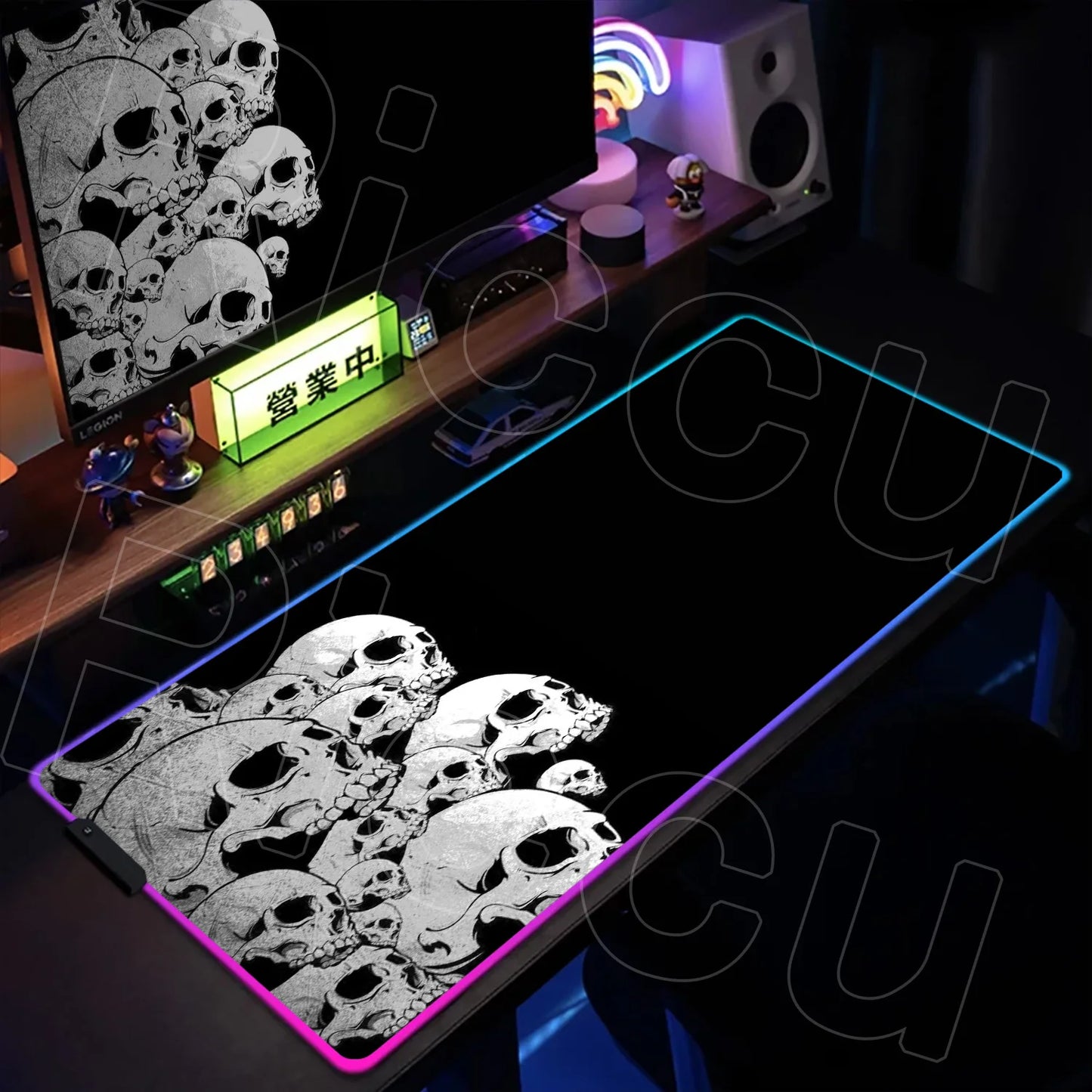Horror Edition: XXL RGB Extended Gaming Desk Mat with Custom LED Lighting