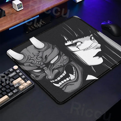 The E-Sports Collection: Premium Oni Mask Girl Anime Mouse Pad