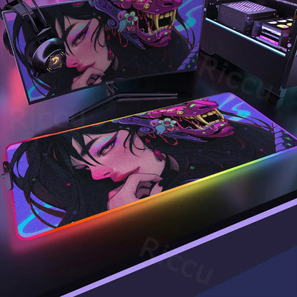 Samurai Edition: RGB Extended Gaming Desk Mat with Custom LED Lighting