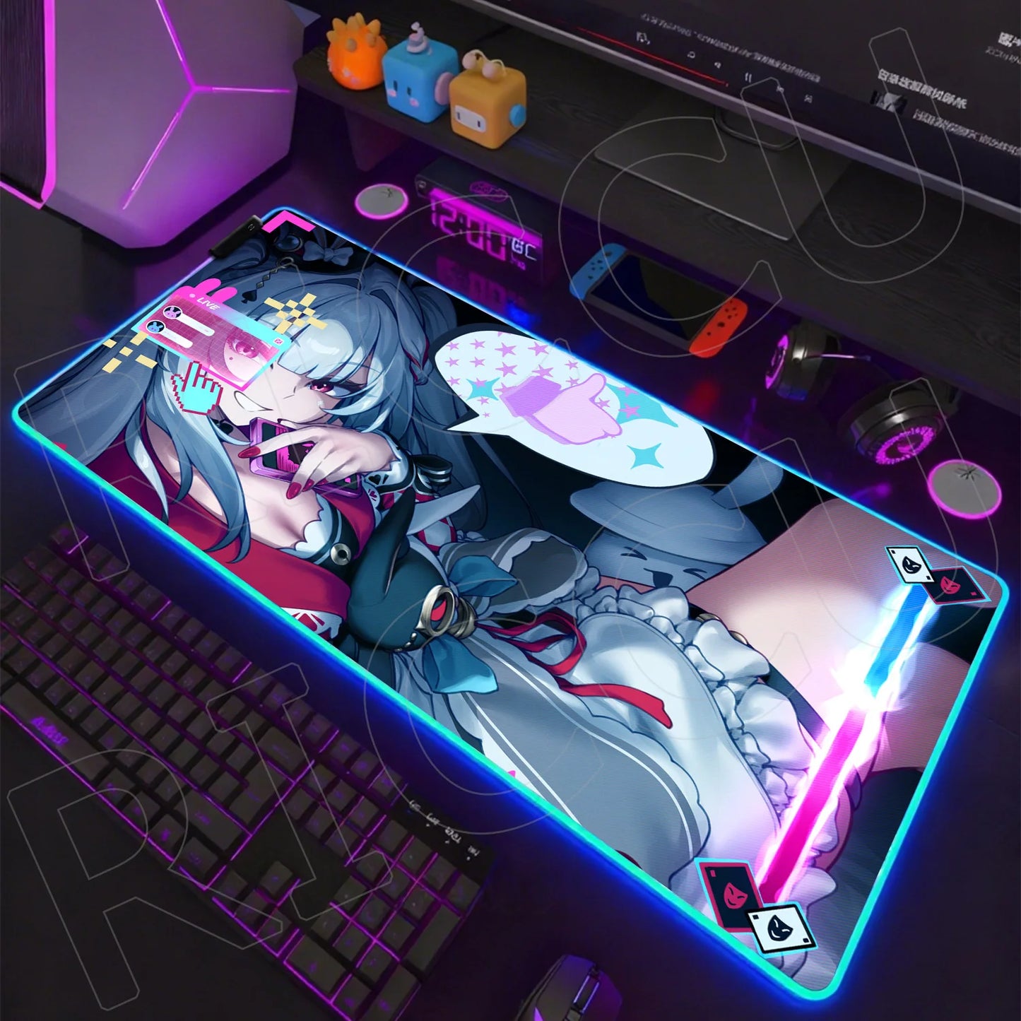 Riccu Edition: XXL RGB Extended Gaming Desk Mat with Custom LED Lighting