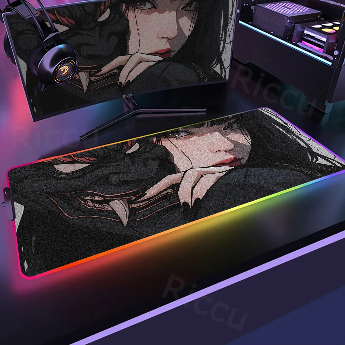 Samurai Edition: RGB Extended Gaming Desk Mat with Custom LED Lighting