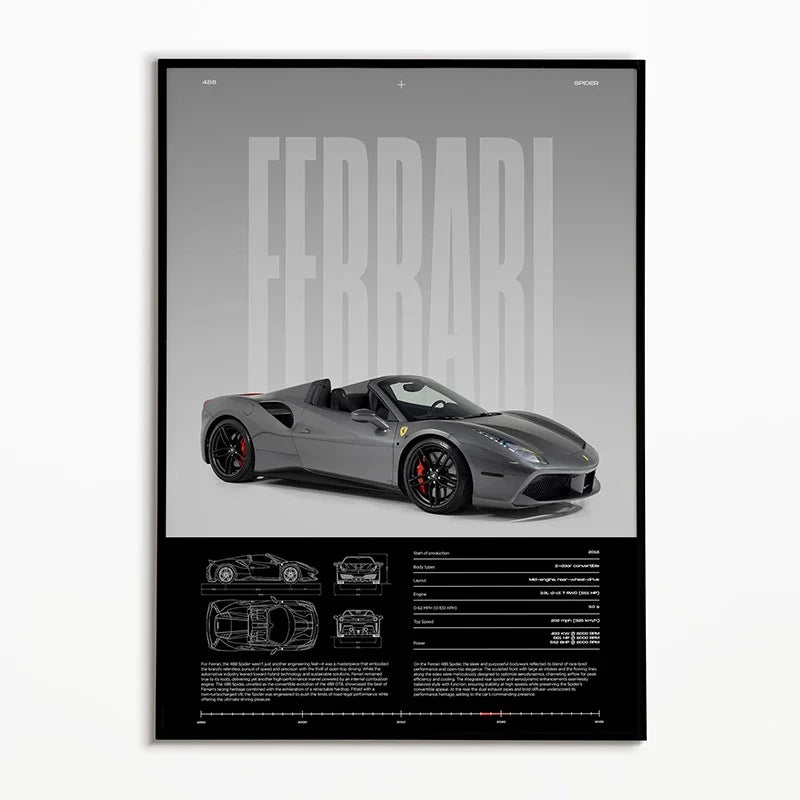 The Heritage Garage Series: Classic Black & White Car Canvas Art