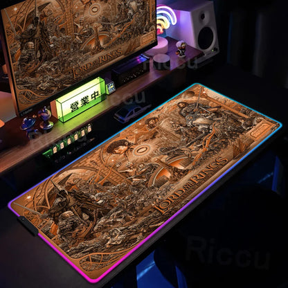 Kingdom Edition: XXL RGB Extended Gaming Desk Mat with Custom LED Lighting