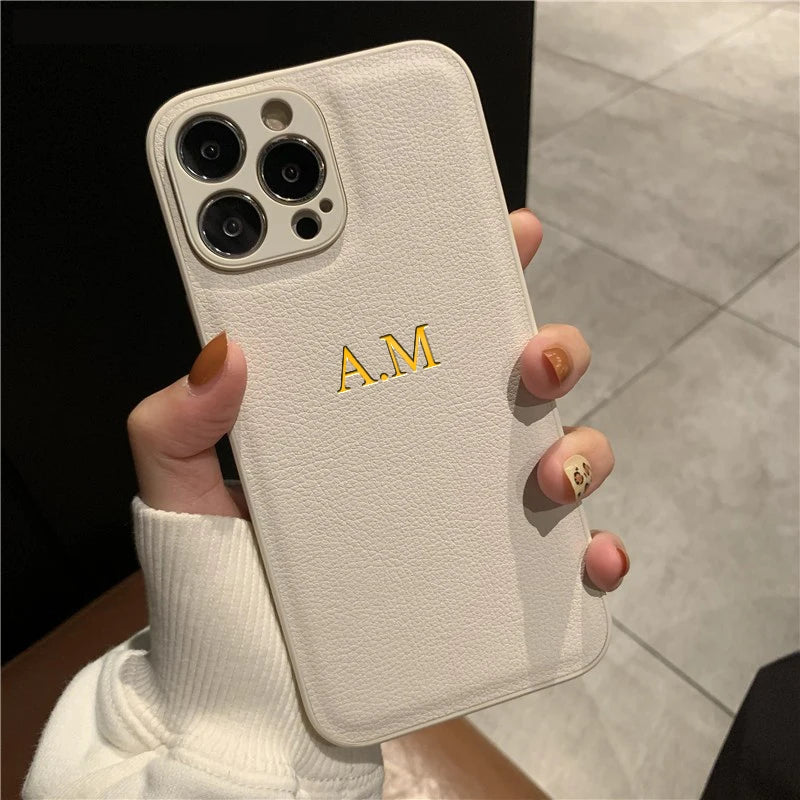 The Luxe Collection: Custom PU Leather Initials Case