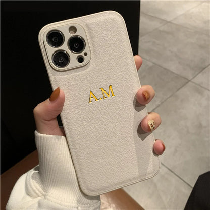 The Luxe Collection: Custom PU Leather Initials Case