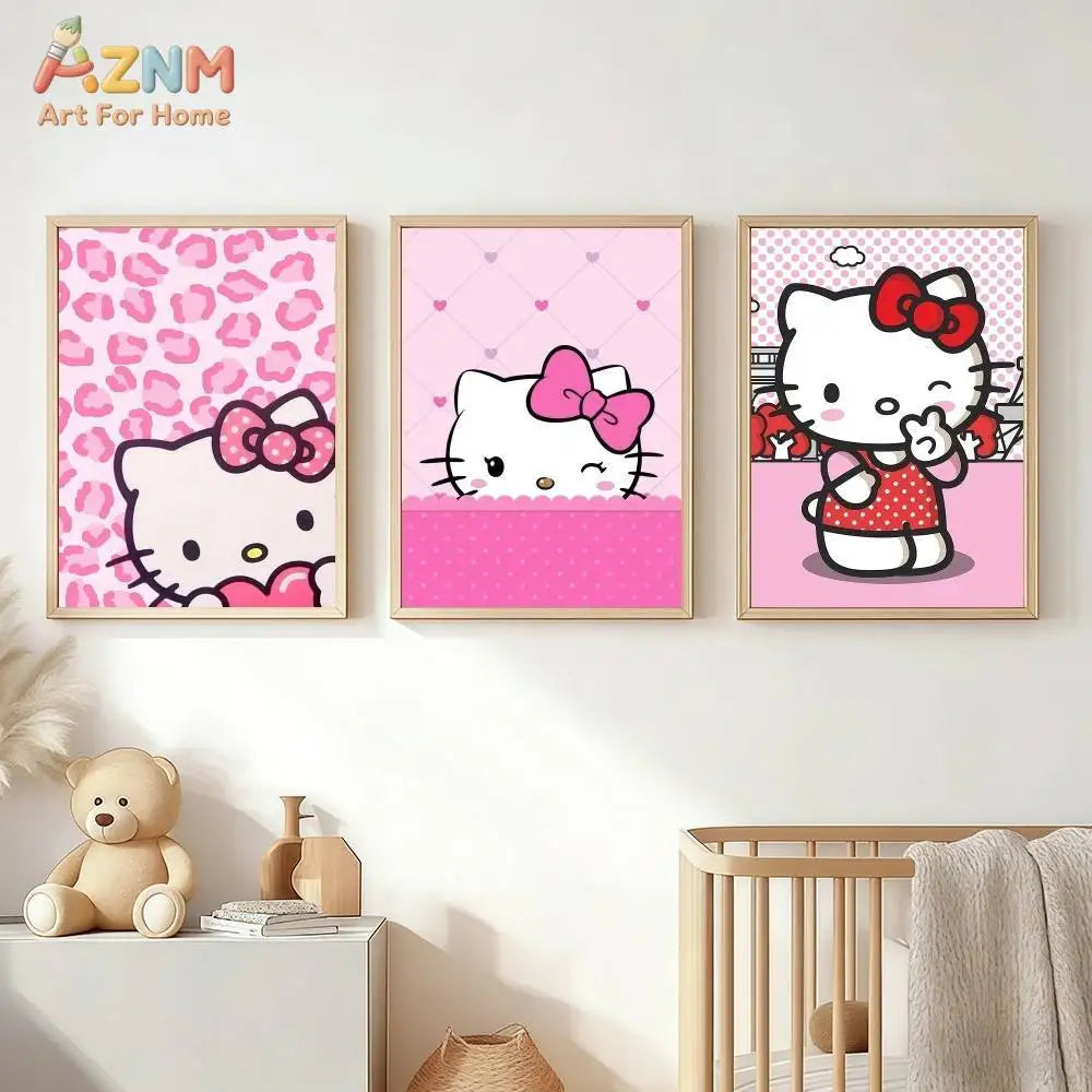 The Kawaii Collection: Hello Kitty Pink Leopard Bow Canvas Art