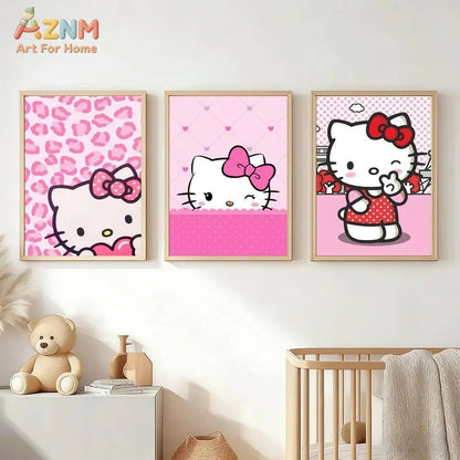 The Kawaii Collection: Hello Kitty Pink Leopard Bow Canvas Art