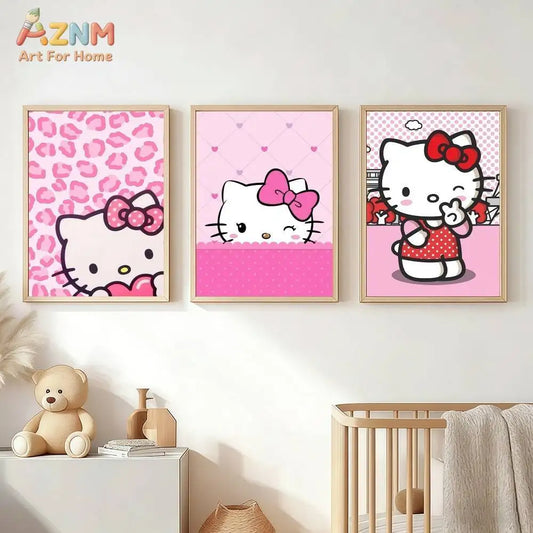 The Kawaii Collection: Hello Kitty Pink Leopard Bow Canvas Art