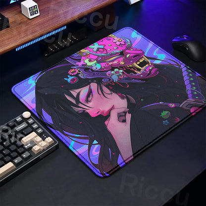 The E-Sports Collection: Premium Oni Mask Girl Anime Mouse Pad