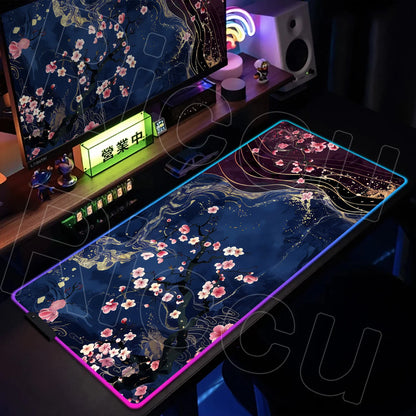 Nature Edition: XXL RGB Extended Gaming Desk Mat with Custom LED Lighting