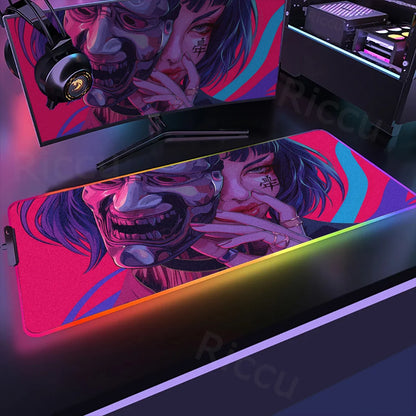 Samurai Edition: RGB Extended Gaming Desk Mat with Custom LED Lighting
