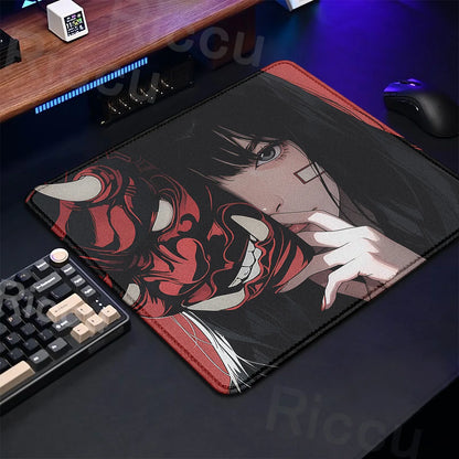 The E-Sports Collection: Premium Oni Mask Girl Anime Mouse Pad