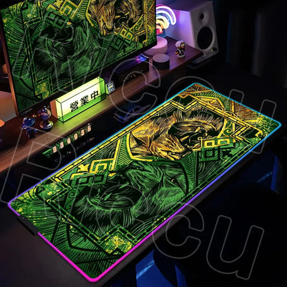 Metal Lion RGB LED Gaming Mouse Pad – XXL HD Print Non-Slip Desk Mat for PC & Esports