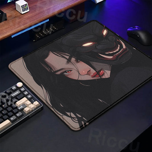 The E-Sports Collection: Premium Oni Mask Girl Anime Mouse Pad