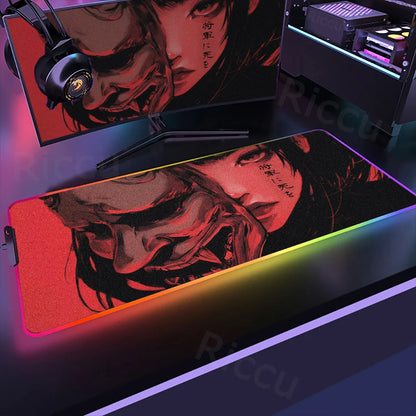 Samurai Edition: RGB Extended Gaming Desk Mat with Custom LED Lighting