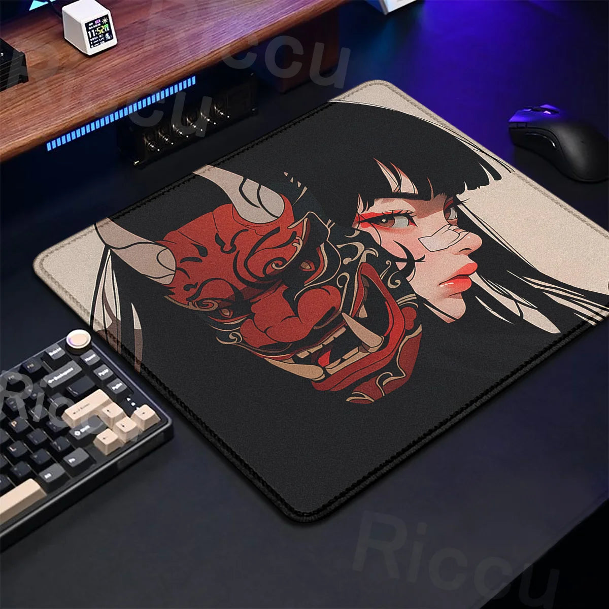 The E-Sports Collection: Premium Oni Mask Girl Anime Mouse Pad