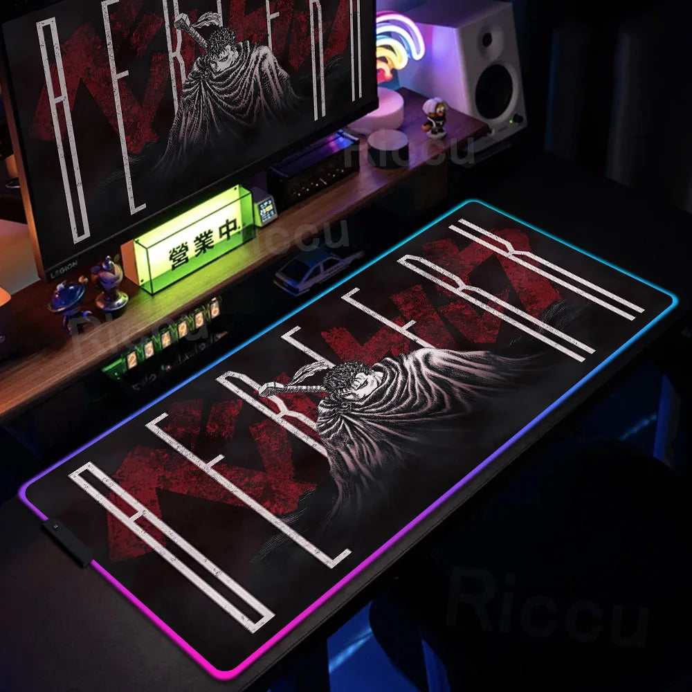 Berserk Edition: XXL RGB Extended Gaming Desk Mat with Custom LED Lighting