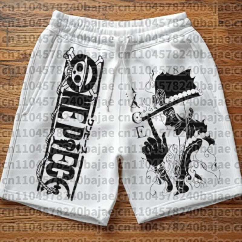 One Piece Anime Printed Shorts – Luffy & Zoro Summer Loose Pants