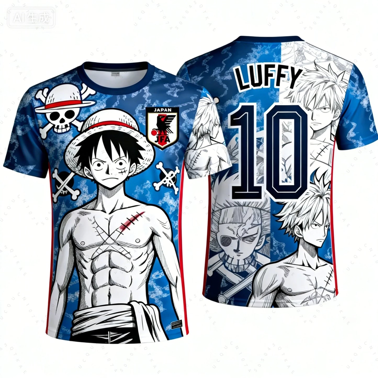 One Piece Anime Costume T-Shirt | Luffy Football Jersey