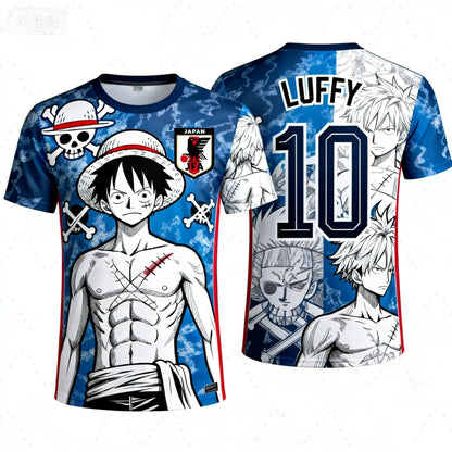 One Piece Anime Costume T-Shirt | Luffy Football Jersey