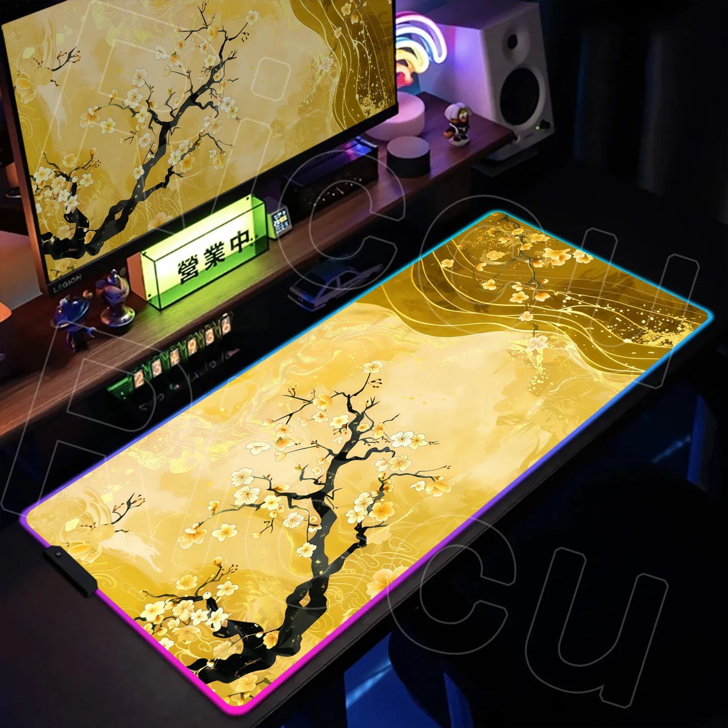 Nature Edition: XXL RGB Extended Gaming Desk Mat with Custom LED Lighting