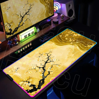 Nature Edition: XXL RGB Extended Gaming Desk Mat with Custom LED Lighting