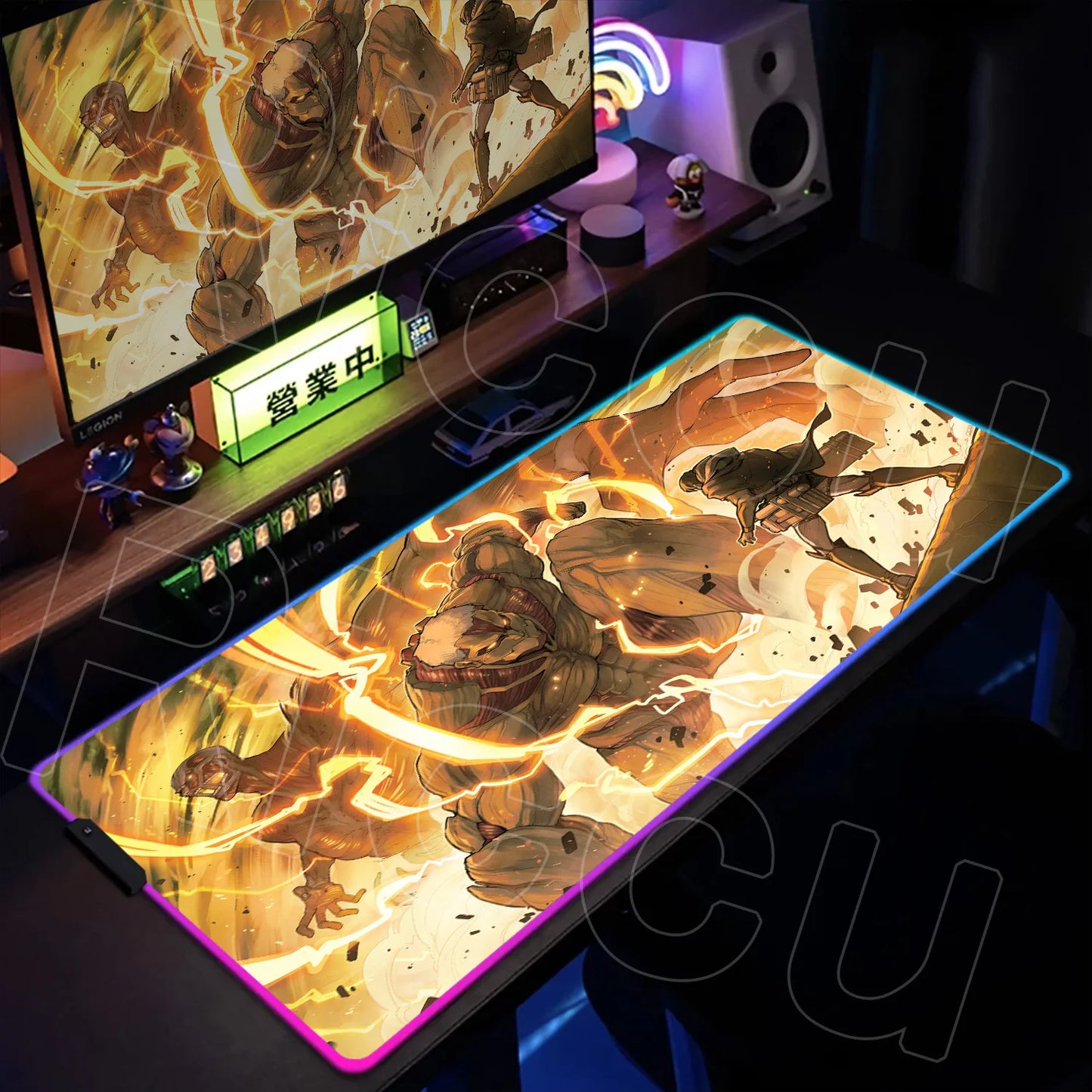 AOT Edition: XXL RGB Extended Gaming Desk Mat with Custom LED Lighting