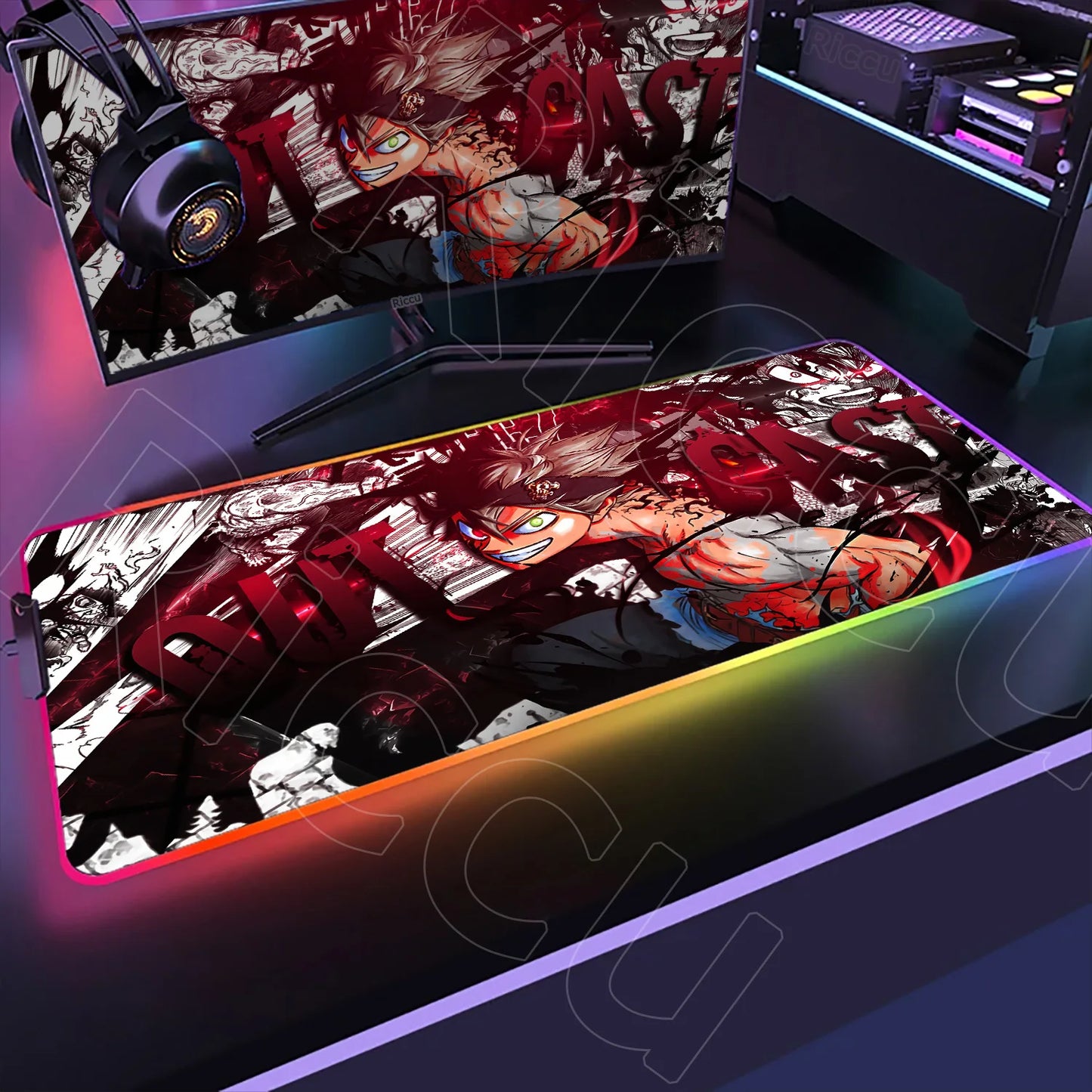 XXL RGB Gaming Mouse Pad – Black Clover Asta Deskmat