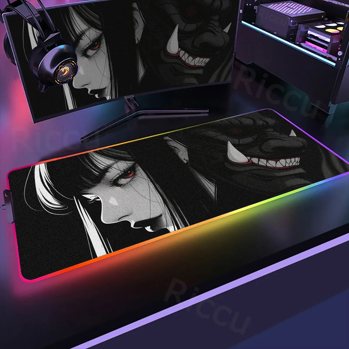 Samurai Edition: RGB Extended Gaming Desk Mat with Custom LED Lighting