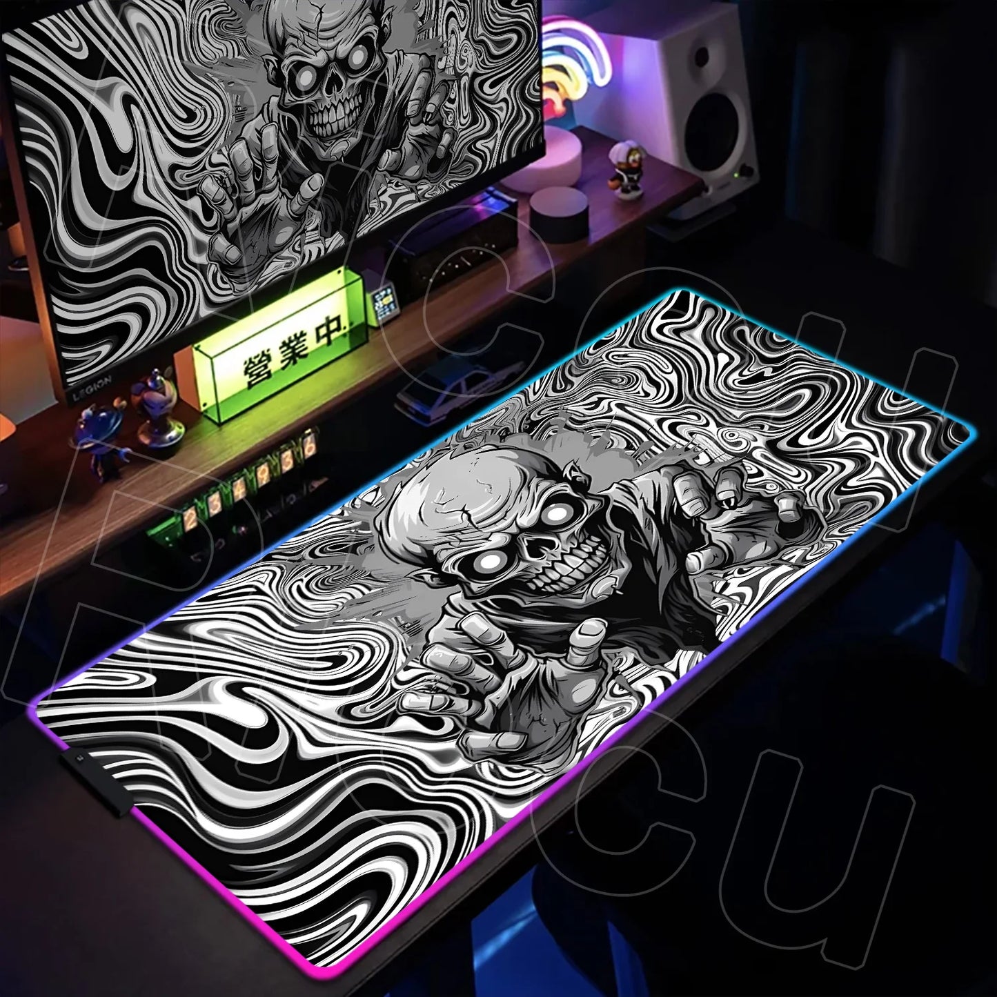Horror Edition: XXL RGB Extended Gaming Desk Mat with Custom LED Lighting