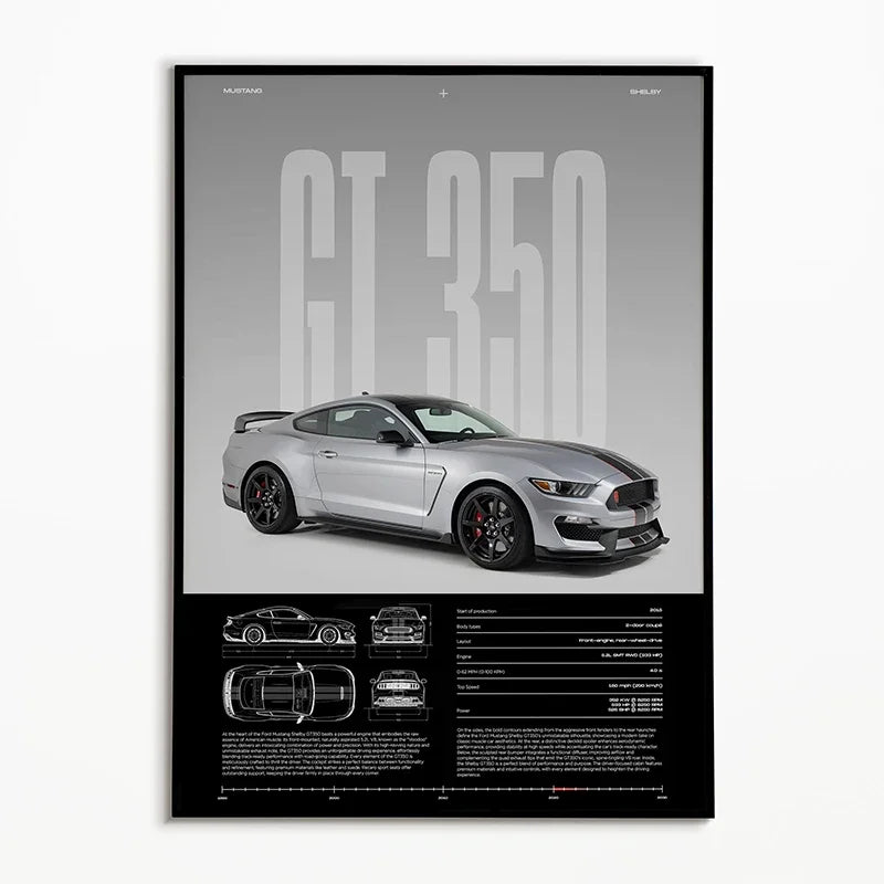 The Heritage Garage Series: Classic Black & White Car Canvas Art