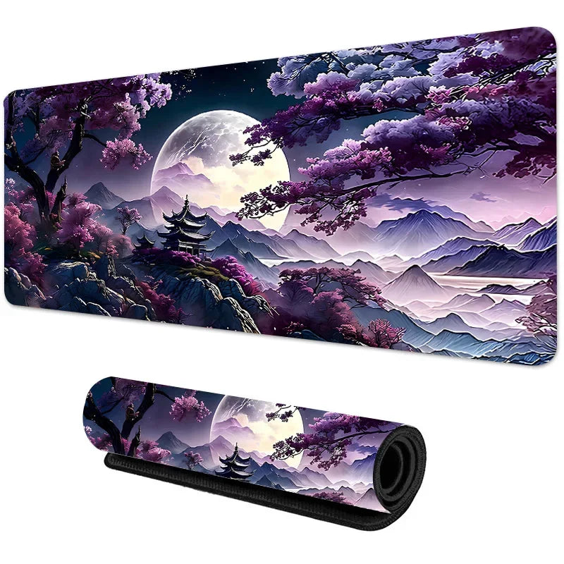 Sakura Scenery Mouse Pad – Cherry Blossom & Landscape Gaming Desk Mat