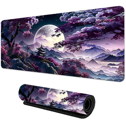Sakura Scenery Mouse Pad – Cherry Blossom & Landscape Gaming Desk Mat