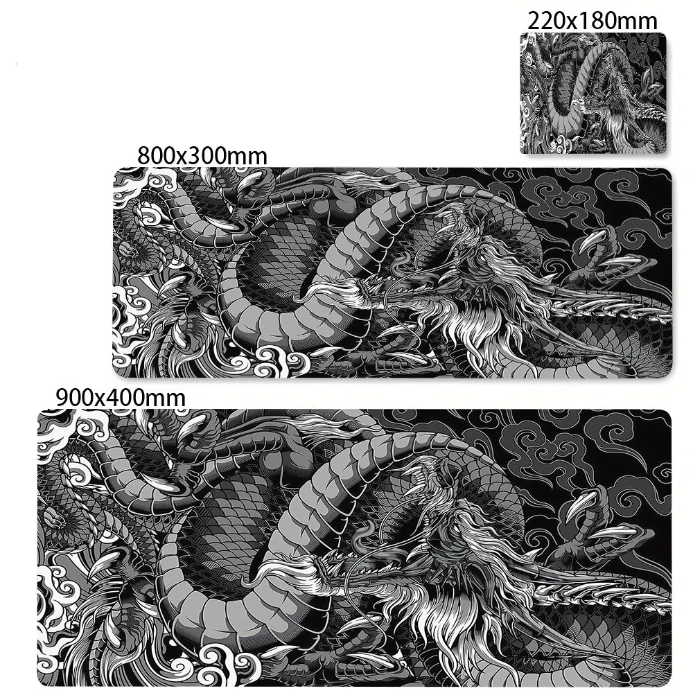XL Gaming Mouse Pad – Black & White Dragon